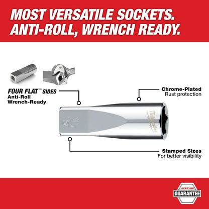 Milwaukee 45-34-9090 6mm 3/8in Drive Metric 6pt Deep Socket