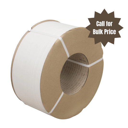 Polypropylene Strapping – 3/8" Wide x 12,900' Long, White, Machine Grade
