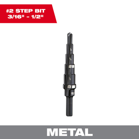 Milwaukee 48-89-9202 #2 Step Drill Bit (3/16in - 1/2in) - 6 Steps