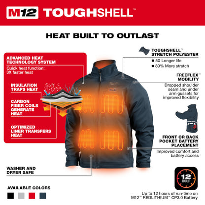 Milwaukee 204G-21XL M12 Heated TOUGHSHELL Gray Jacket Kit - Extra Large