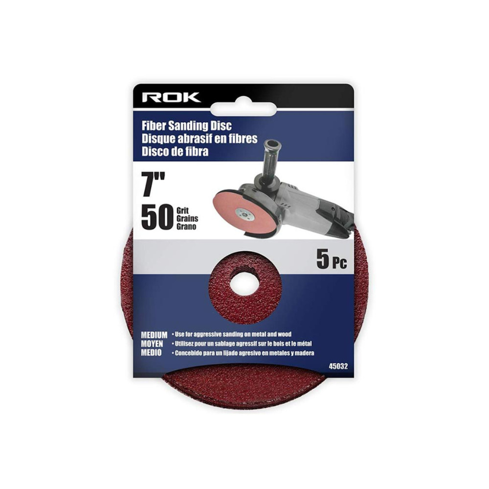 ROK 7in Fibre Sanding Discs - 5pk