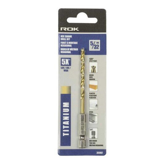 ROK 35907 5/32in Hex Shank Titanium Drill Bit