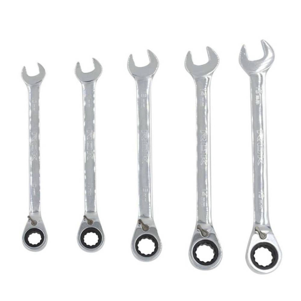 ROK 68006 5pc Metric Cr-V Ratcheting Wrench Set