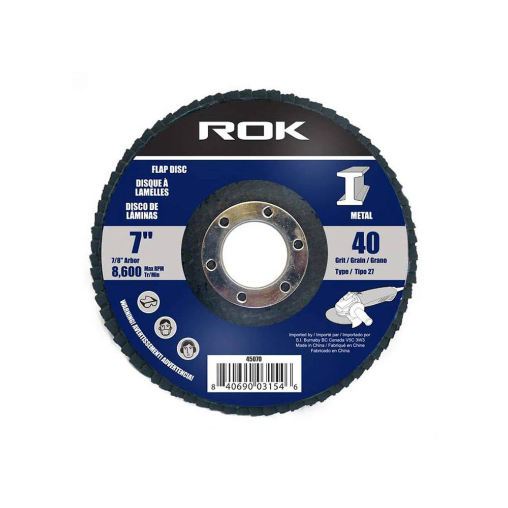 ROK 45070 7in 40 Grit Flap Disc