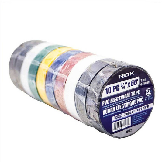 ROK 31442 3/4in Assorted Electrical Tape - 10pk
