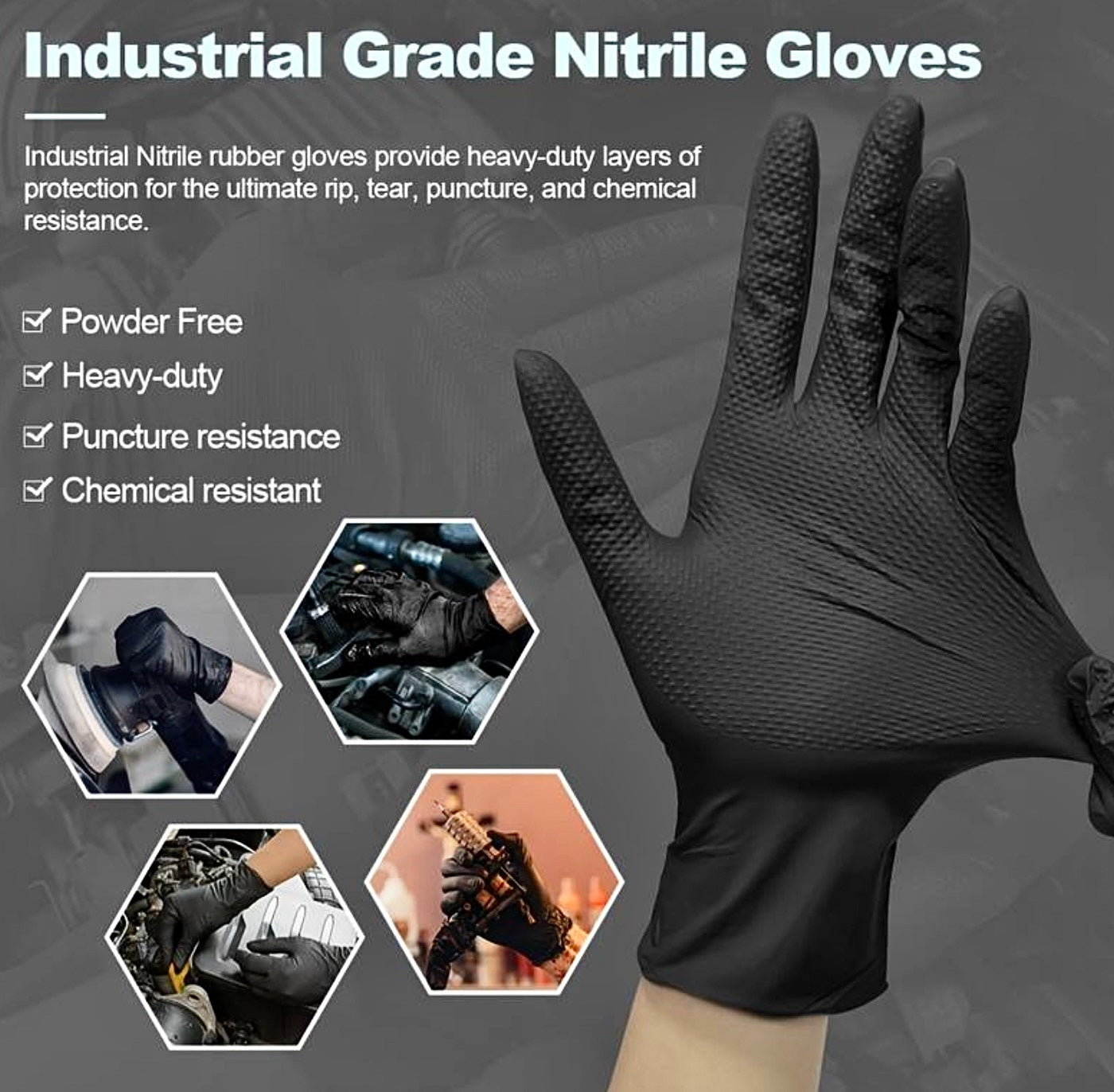 BALANCED Ultra Fort Black Nitrile Gloves, 8 mil, 100pcs per Box (XL)