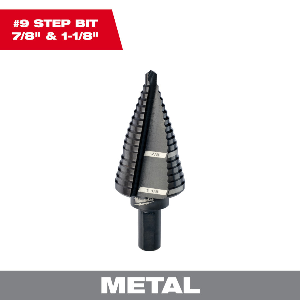 Milwaukee 48-89-9209 #9 Step Drill Bit (7/8in - 1-1/8in) - 2 Steps
