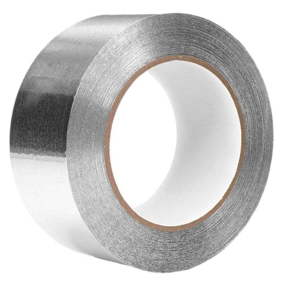 Roll of TF5004 silver aluminum foil tape with a white release liner showing the metallic reflective surface on a clean white background.