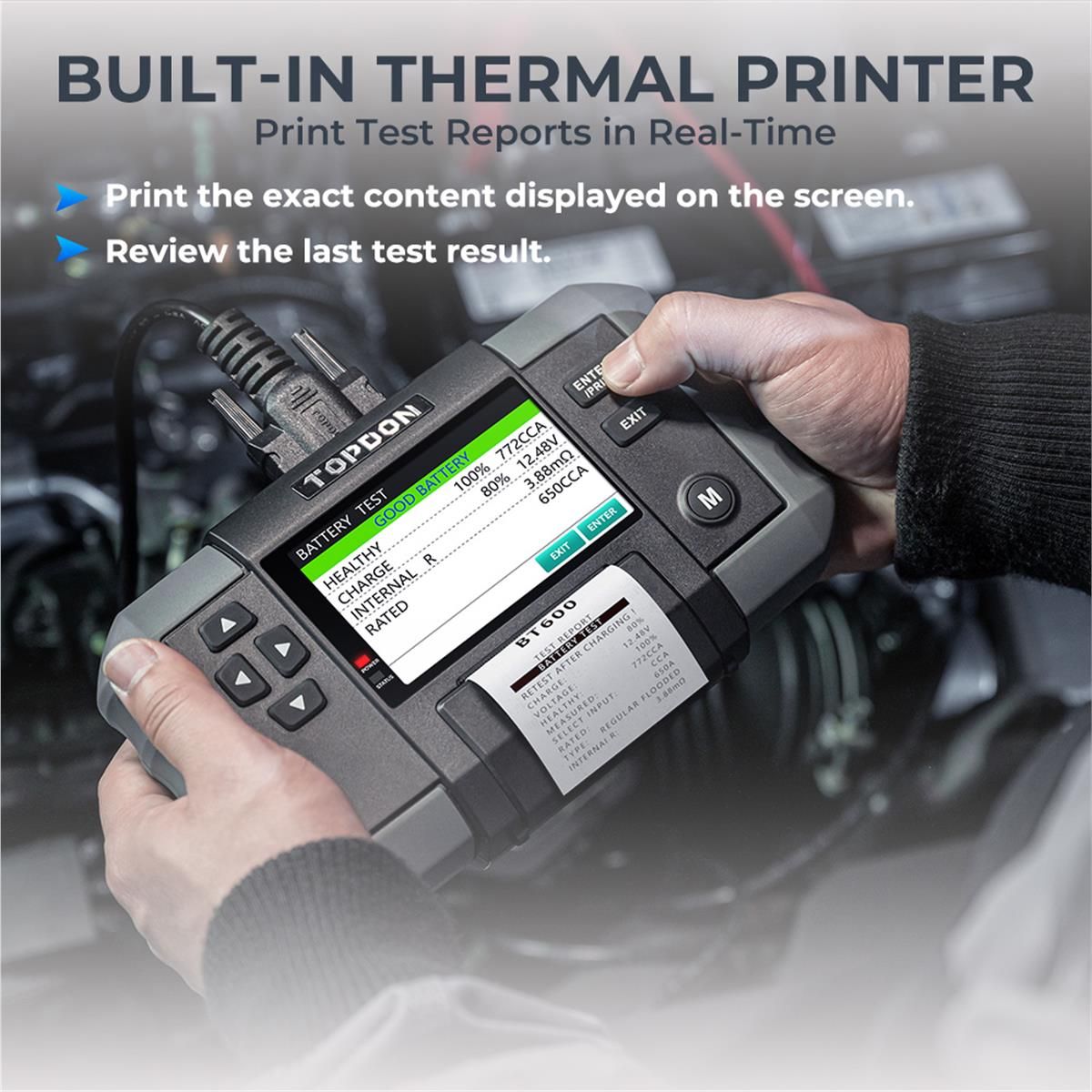 Topdon BT600 - 12V Battery & 12V/24V System Tester w/Built-in Printer