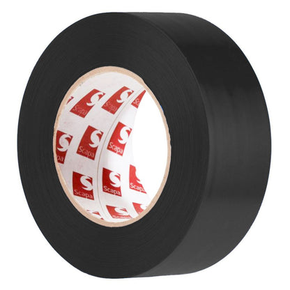 Professional grade black 136 polyethylene tape in a 24mm width, ideal for moisture sealing and high-tack industrial bonding.