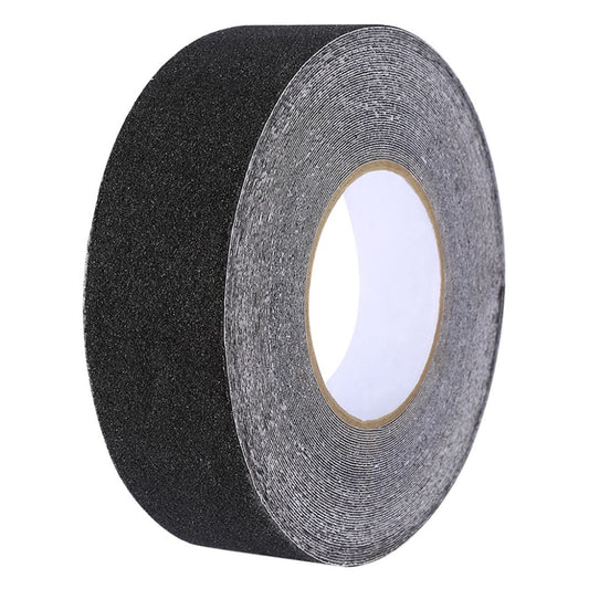 Black non-skid slip-resistant safety tread tape roll, 144mm x 18m, 32 mil