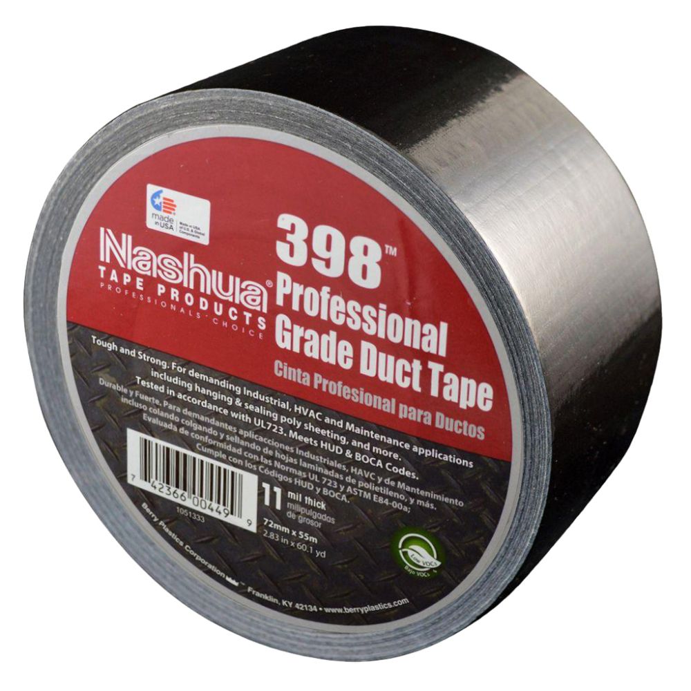 Nashua 398 professional grade black duct tape for heavy-duty sealing