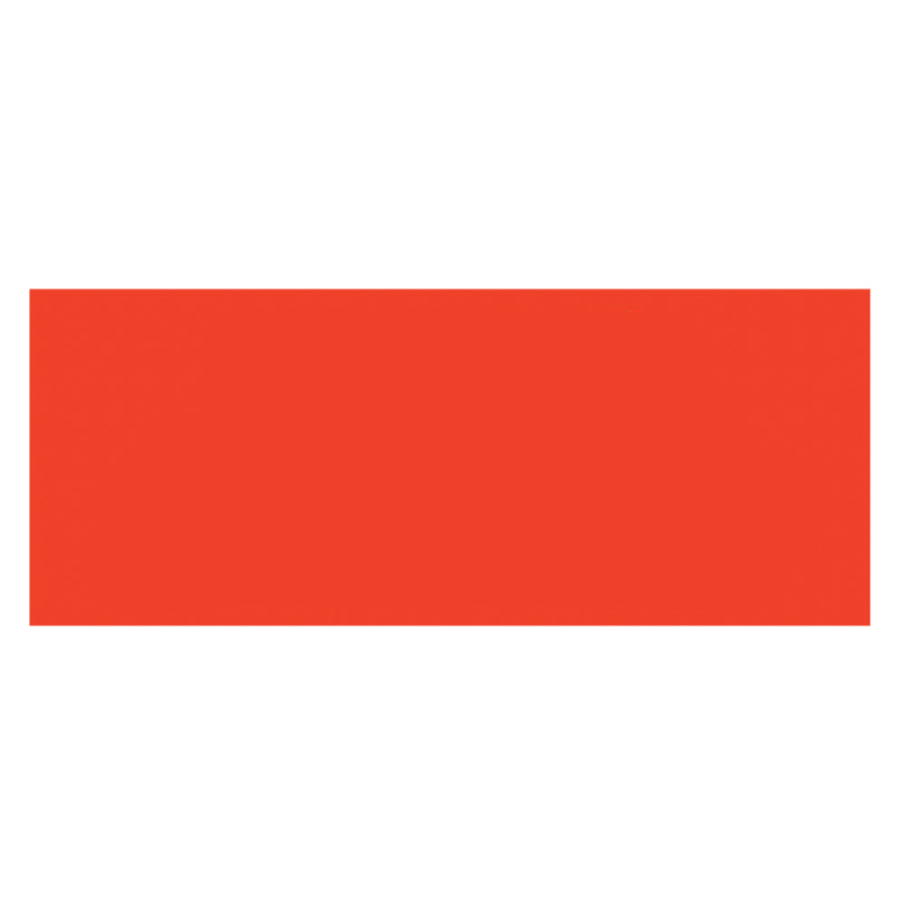 A single plain blank vibrant neon red rectangular label on a clean white background
