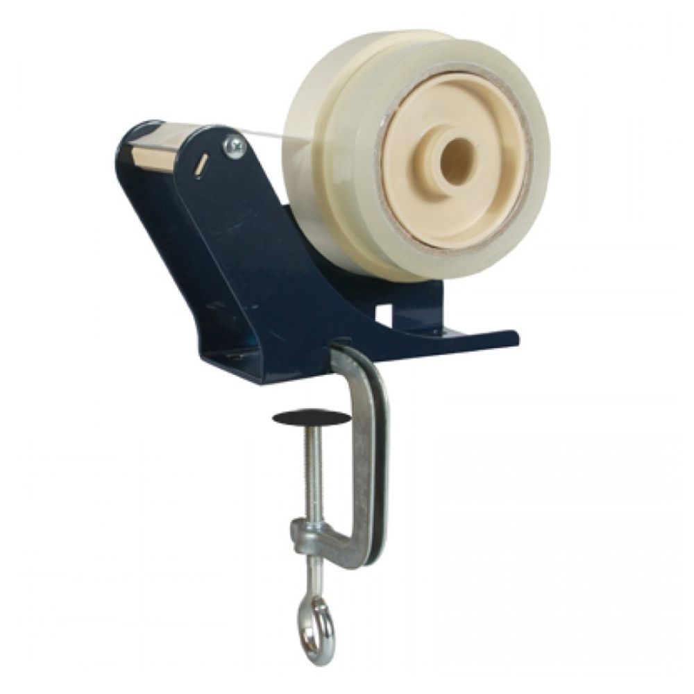 Blue metal bench-mount tape dispenser with C-clamp, 2in