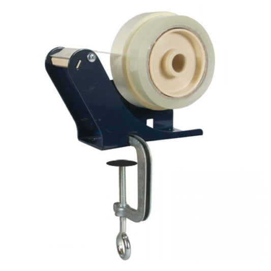Blue metal bench-mount tape dispenser with C-clamp, 2in