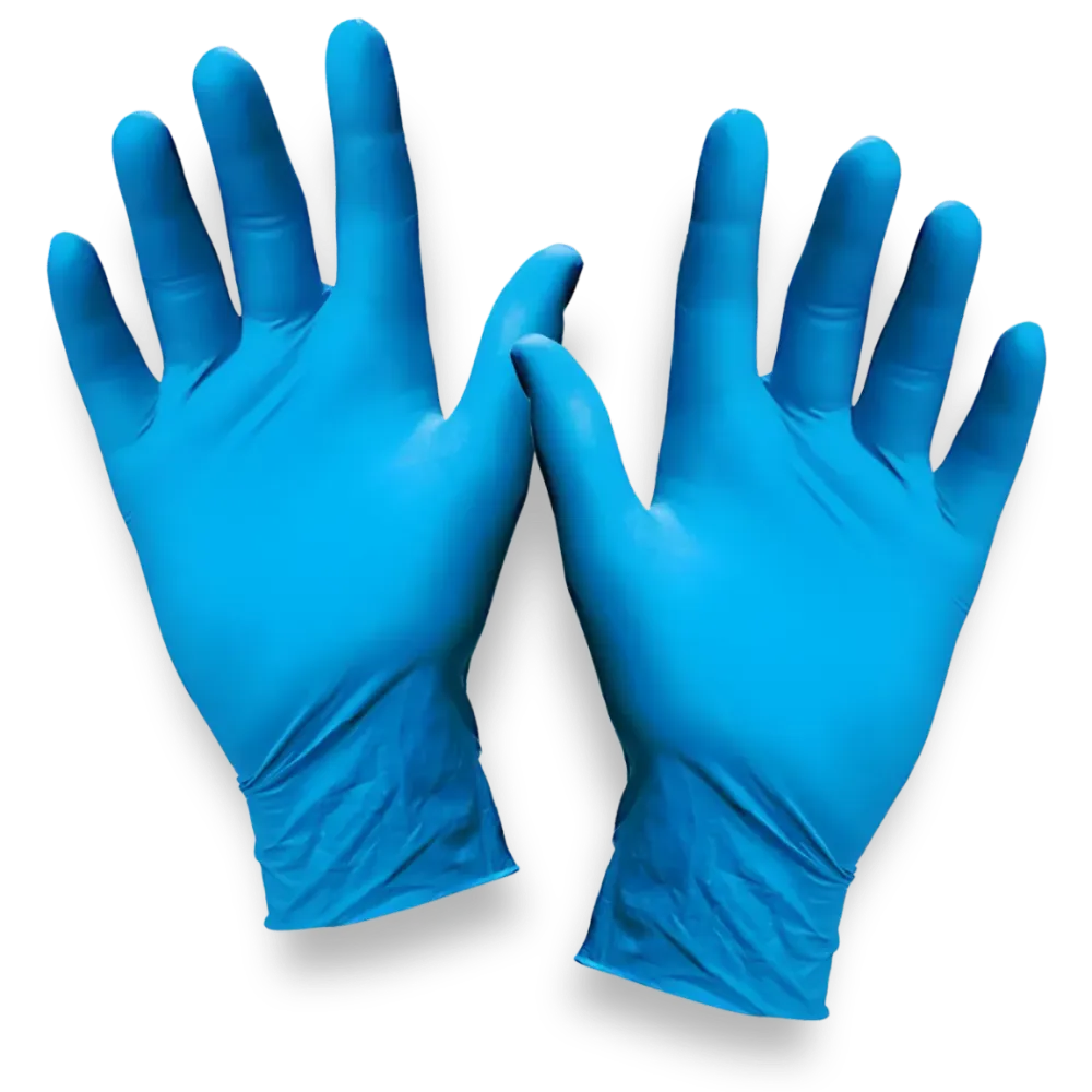 Blue nitrile medical safety gloves for protection