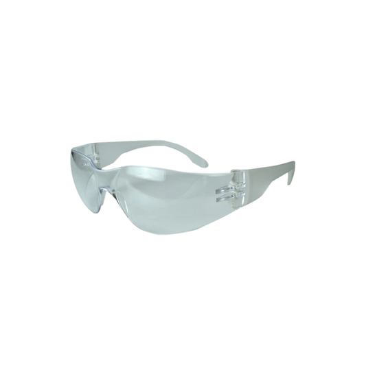 Clear wraparound safety eyewear for industrial and medical eye protection