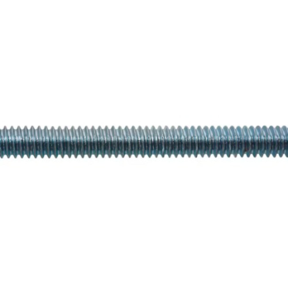 A macro close-up view showing the uniform and consistent spiral threads of a zinc-finished steel rod