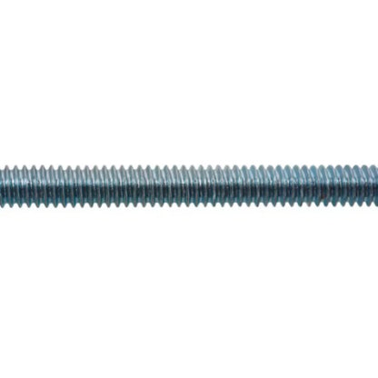 A macro close-up view showing the uniform and consistent spiral threads of a zinc-finished steel rod