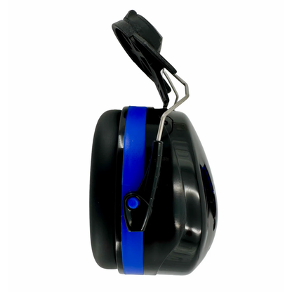 Columbia Fire & Safety cap mount ear muffs with yellow hard hat attachments and cushioned ear cups