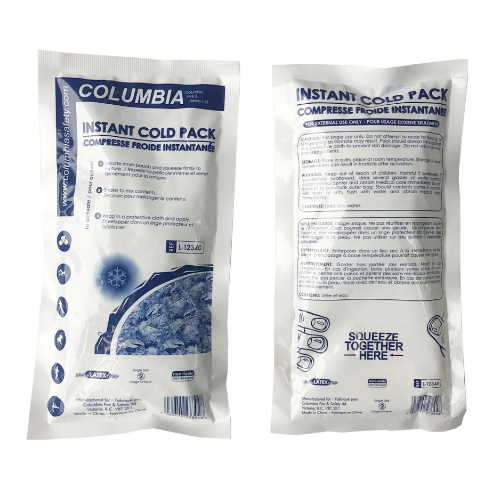 Columbia Instant Cold Pack L-12340 Single Use 5x9 Inch Front and Back View