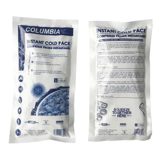Columbia Instant Cold Pack L-12340 Single Use 5x9 Inch Front and Back View