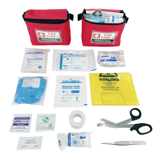 CSA Type 1 Personal First Aid Kit Contents with Columbia Medical Supplies Layout