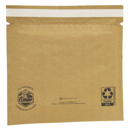 Curby curbside recyclable kraft paper honeycomb padded mailer with peel-and-seal closure