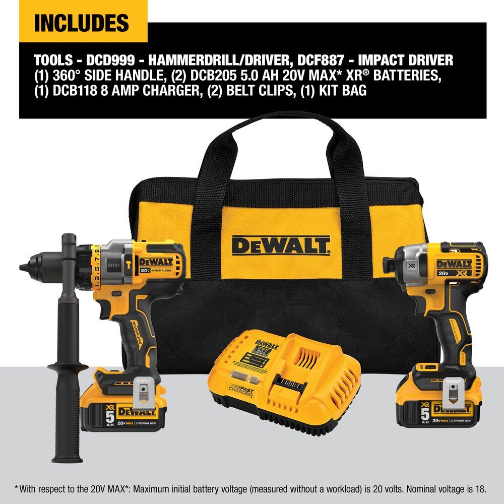 DeWalt DCK2100P2 20V MAX Hammer Drill / Impact Driver Combo Kit