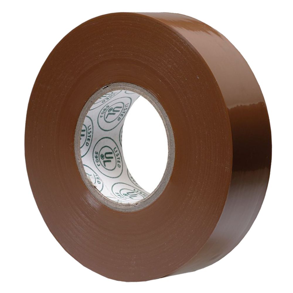 A roll of E1820 professional-grade brown electrical tape used for phase identification, wire coding, and high-quality electrical insulation.