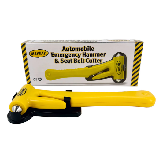 Black mounting bracket for secure vehicle installation of an emergency hammer