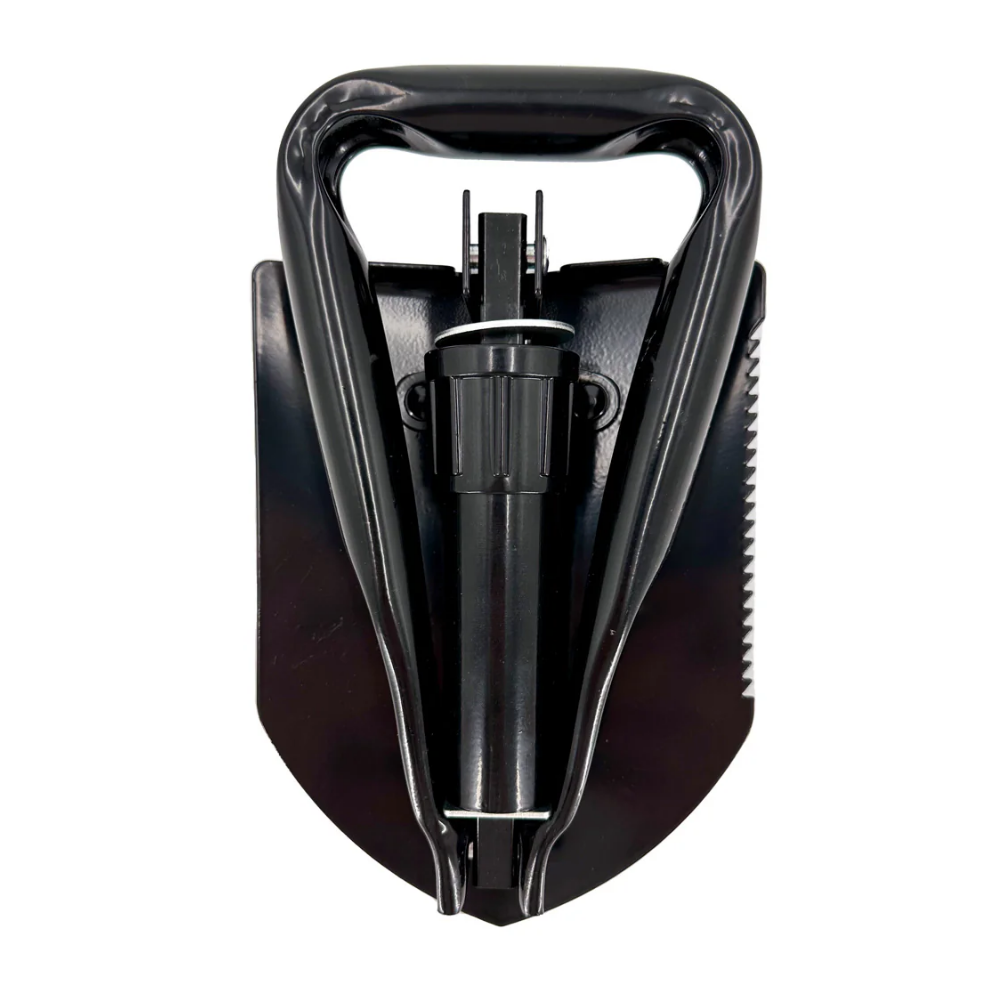 The LEO emergency signal mirror package including the high-clarity glass mirror, an orange neck lanyard, and a black protective storage sleeve.