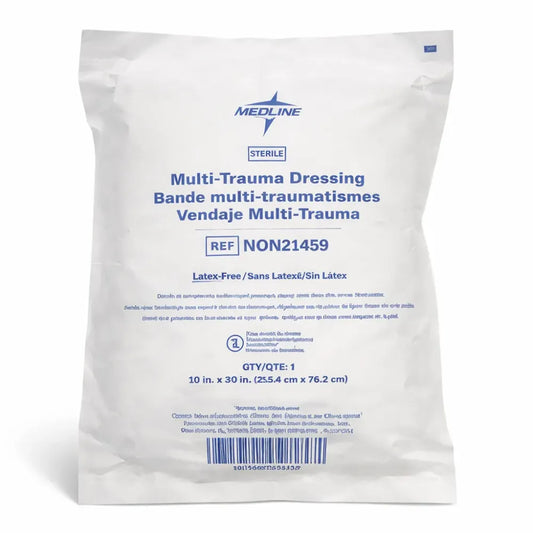 Extra-large individually wrapped Sterile Abdominal Pad measuring 10" x 30" (25cm x 76cm), designed for maximum fluid absorption on major trauma sites.