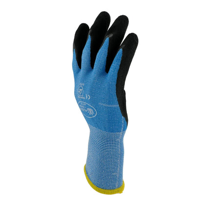 Airstream Black Foam Latex Coated Work Gloves | 13 Gauge Blue Knit Safety Gloves