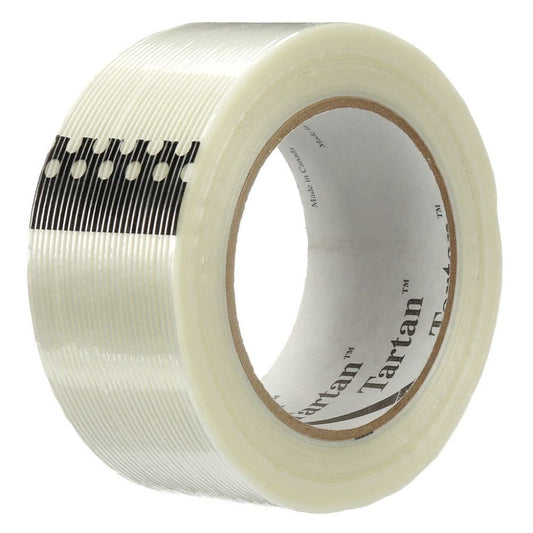 Clear filament tape roll for bundling and carton sealing