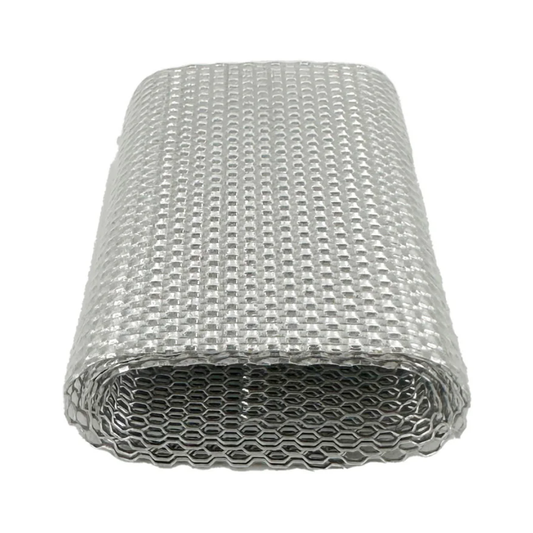 Close-up of the LEO rolled wire splint mesh, showing the flexible aluminum construction used for custom emergency limb support.