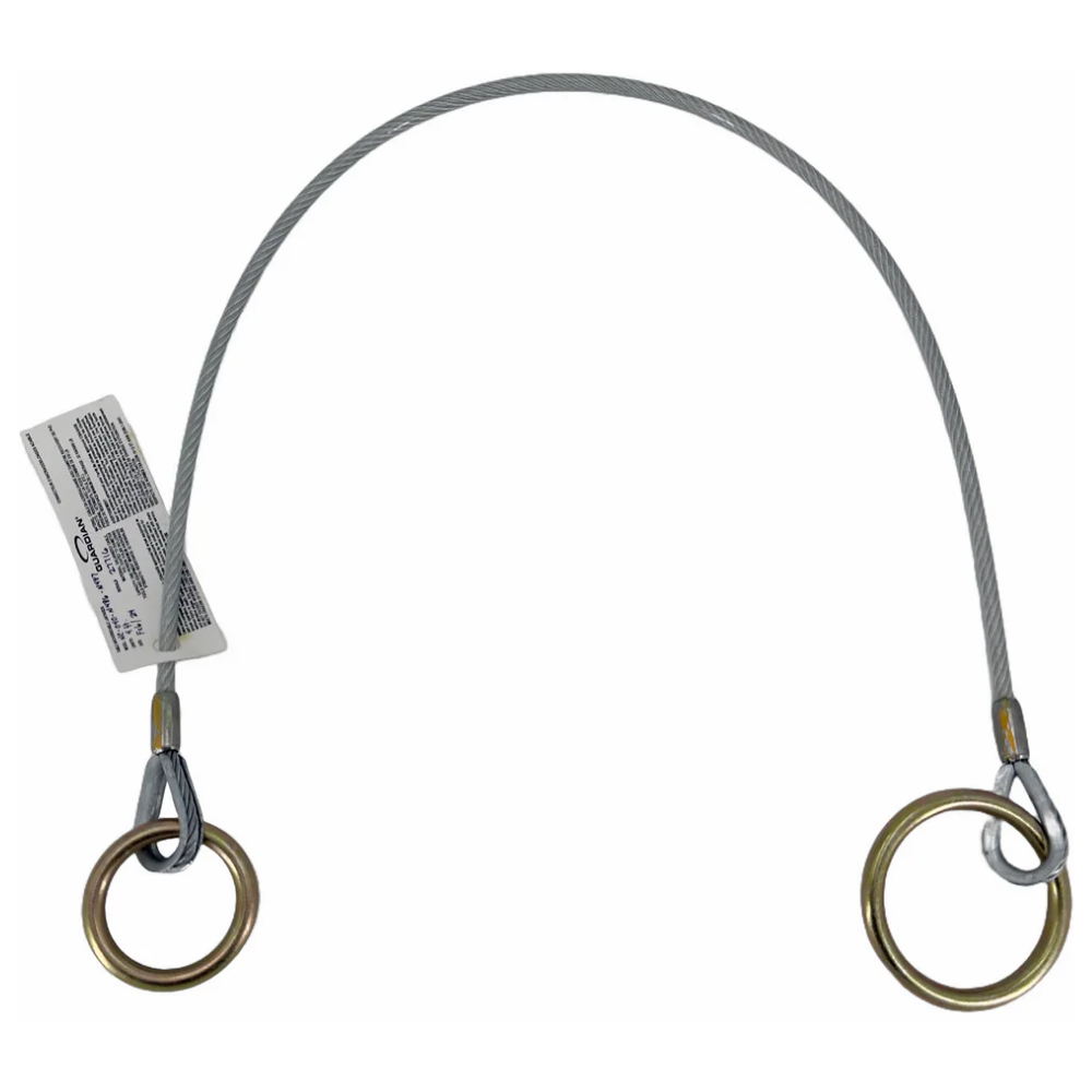 Close-up view of the unequal-sized forged steel pass-through O-rings on the ends of the LEO cable choker anchor.
