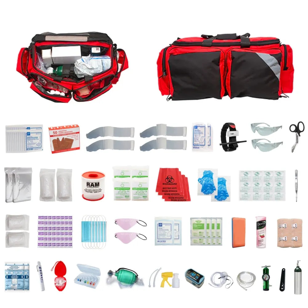 A comprehensive B.C. Advanced Kit (FSBCADV-FSB3-O2) featuring a large trauma bag integrated with professional oxygen resuscitation equipment.