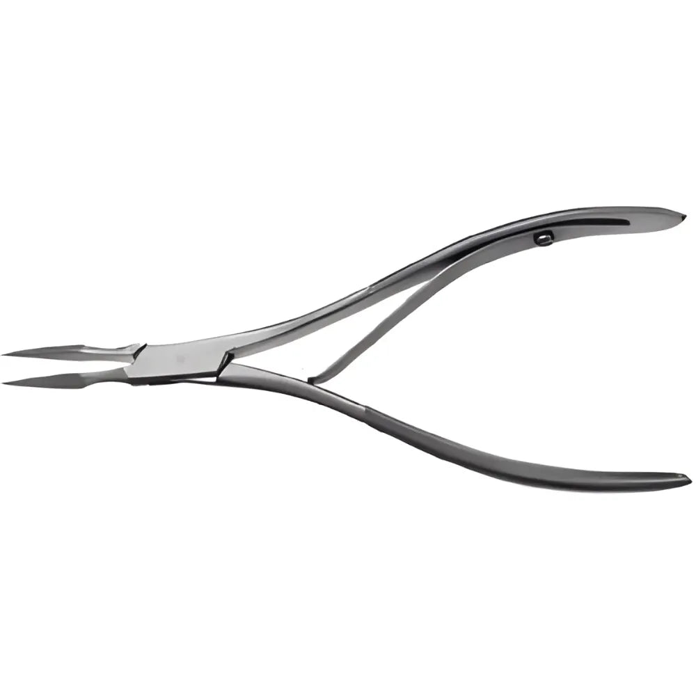 Stainless steel WThin FSPFORCEP thin-nosed pliers-style forceps featuring a 5.5-inch ergonomic handle and precision serrated jaws for medical procedures.