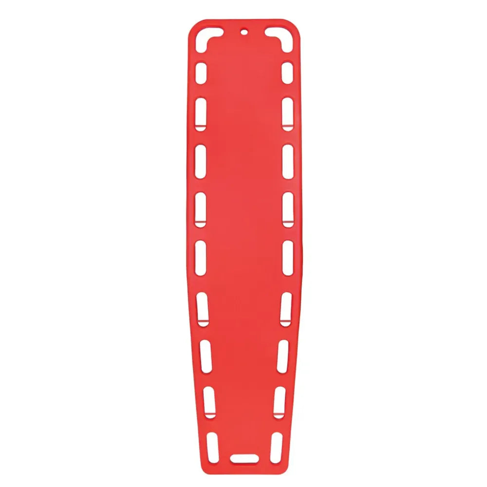 High-visibility red Spine FSSBOARD Board featuring multiple integrated hand-hold slots and a tapered design for emergency medical immobilization.