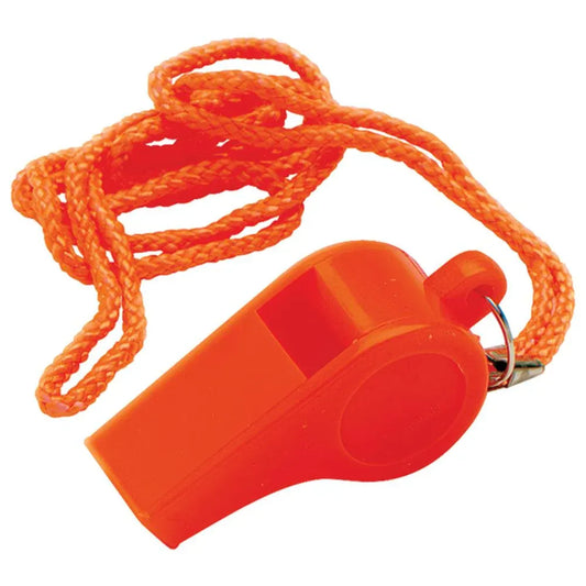 Orange Pealess Safety Whistle with Lanyard