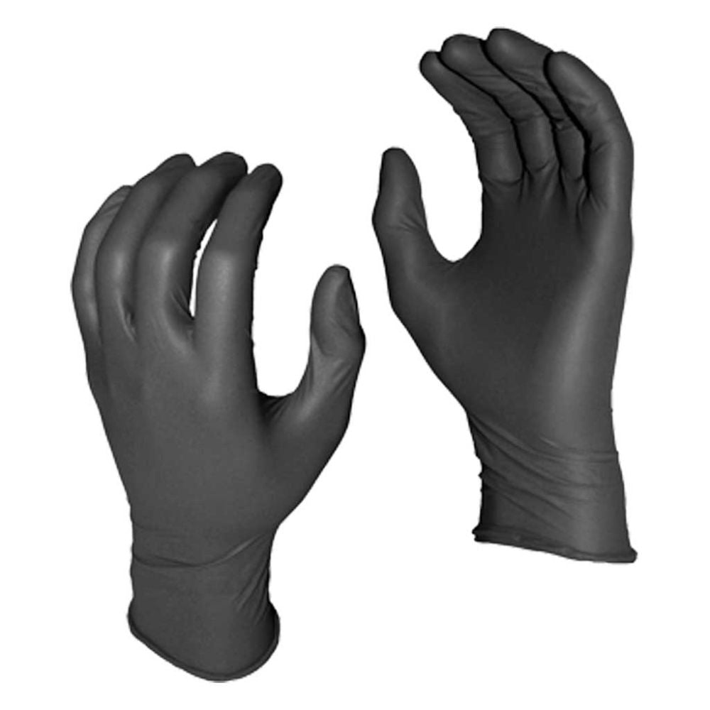 Grease Monkey black heavy-duty 8mil nitrile disposable gloves, powder-free ambidextrous pair