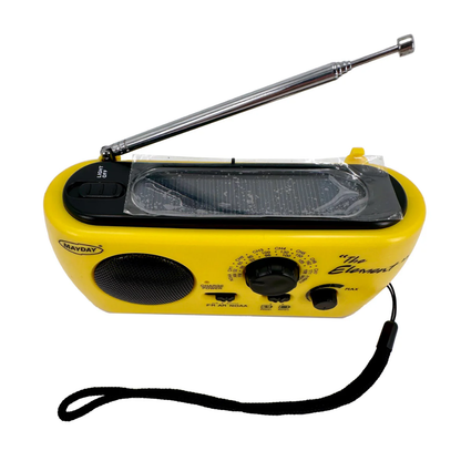 Close-up of the rugged fold-out dynamo hand crank on the back of the LEO D-2466, providing manual power generation when batteries are unavailable.