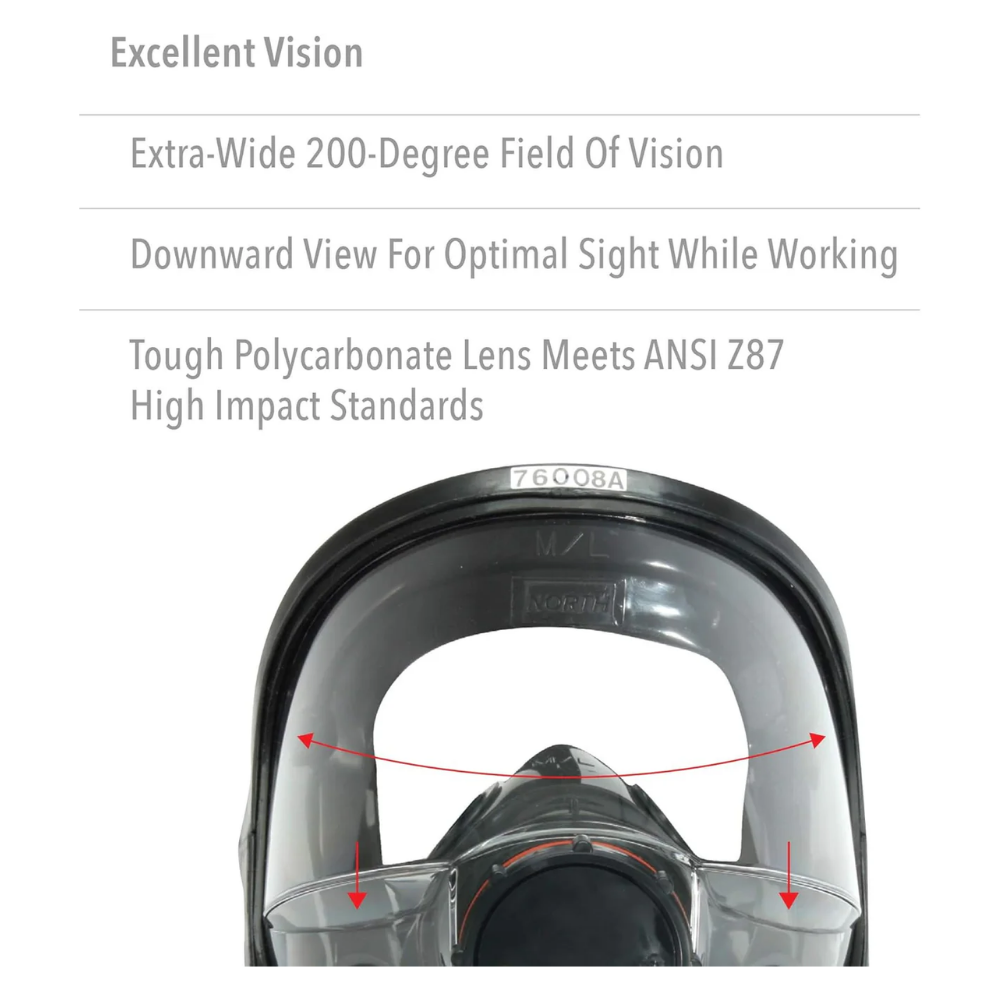 Honeywell 7600 Series Full Facepiece 200-Degree Wide View Polycarbonate Lens ANSI Z87
