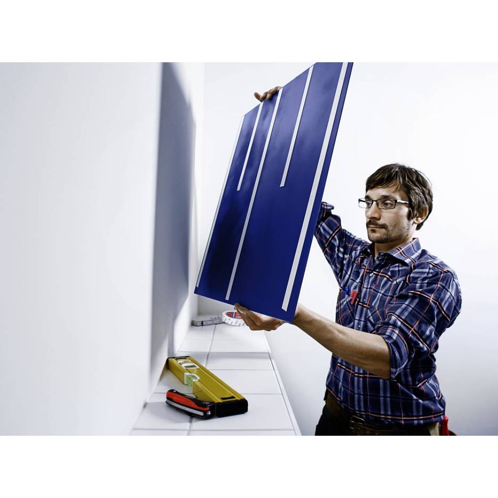 Man Mounting Panel on Wall Using White PE Double-Coated Foam Tape 4952