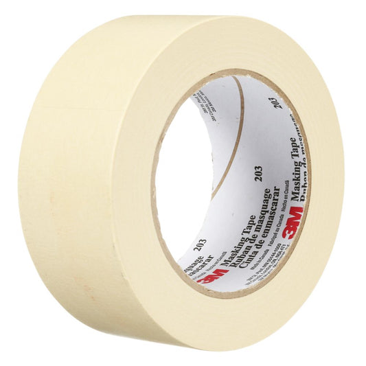 Single roll of 3M 203 general purpose beige masking tape for industrial labeling and holding.