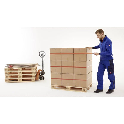 Worker Strapping Pallet Boxes with Orange Strapping Tape 4287 48MM
