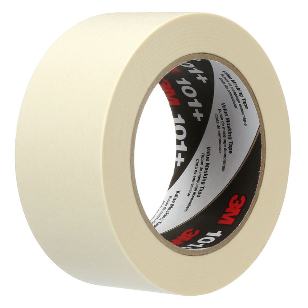 Single roll of 3M 101+ beige Value Masking Tape for general purpose industrial and home use.