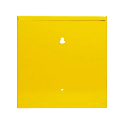 Yellow Emergency Air Horn Cabinet Back View with Wall Mount Keyhole