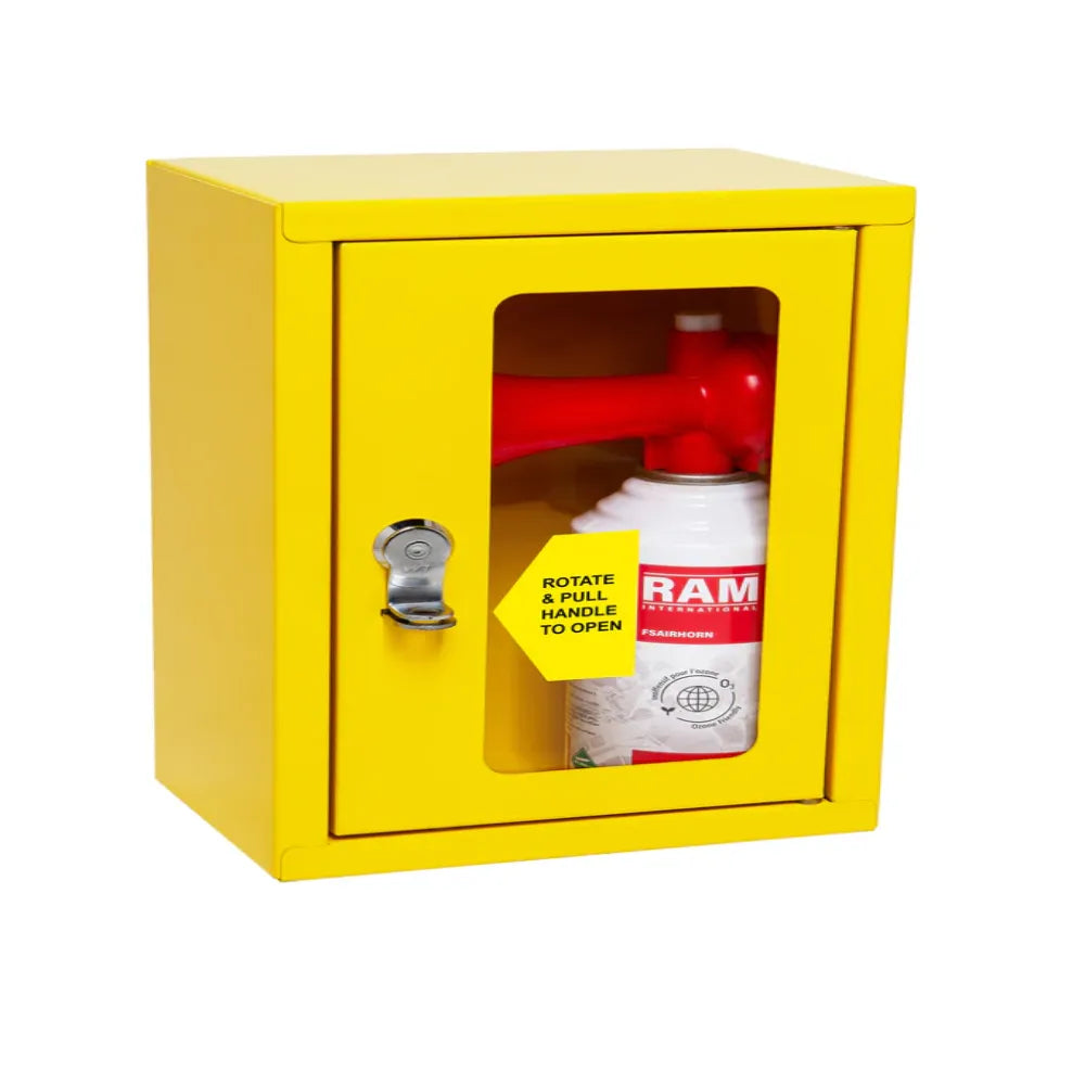 RAM International Yellow Emergency Air Horn Cabinet with FSAIRHORN Inside